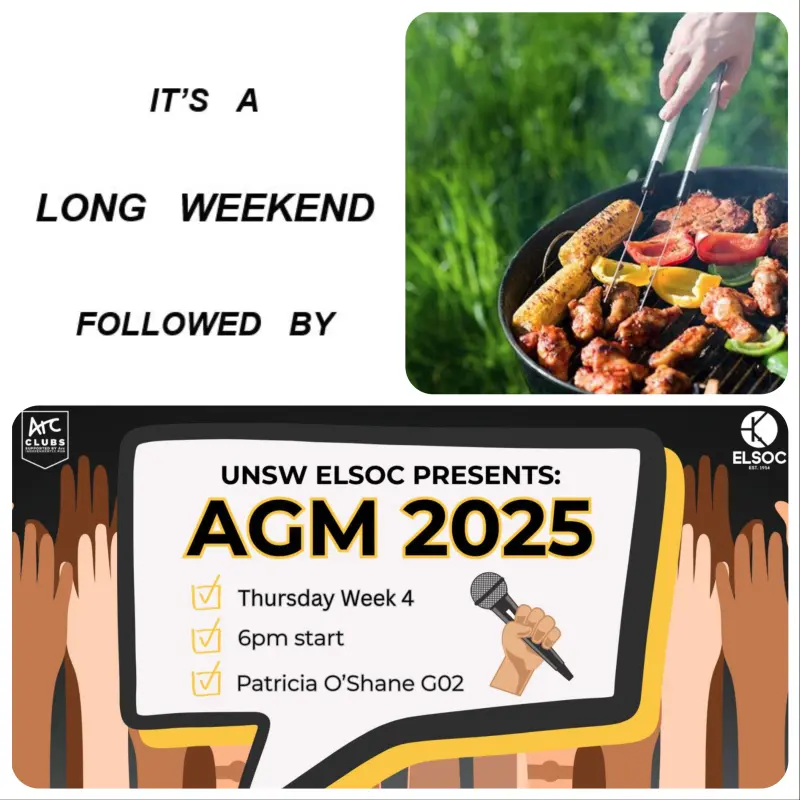 Post 251003 - Image for Long Weekend & Elsoc AGM